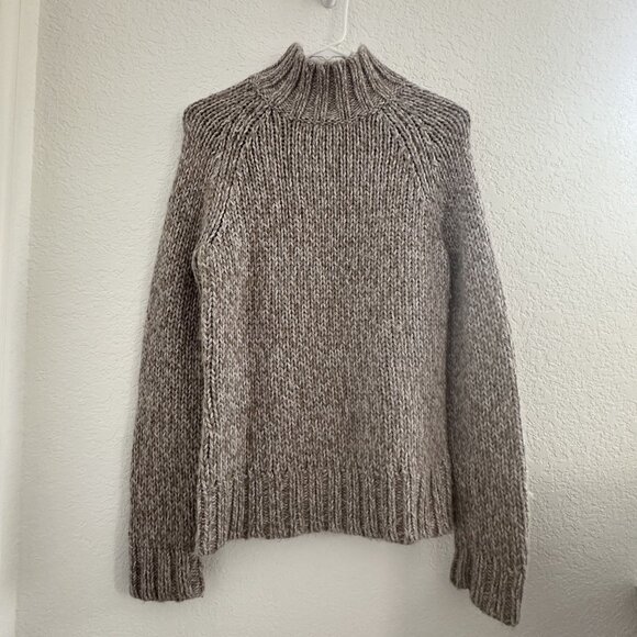Eagles Eye Womens Knit Mock Turtleneck Sweater M Beige Wool Alpaca Fishermen 90s - Picture 1 of 7